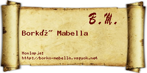 Borkó Mabella névjegykártya